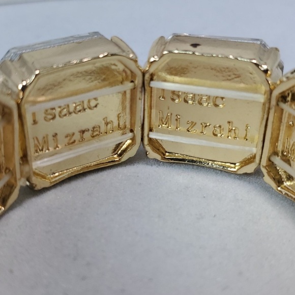 Isaac Mizrahi gold rhinestone stretch bracelet - Picture 2 of 4